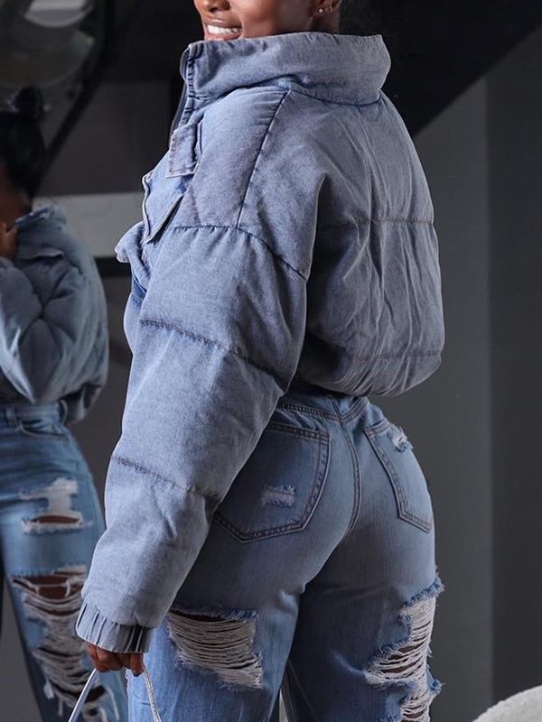 Denim Puffer Coat