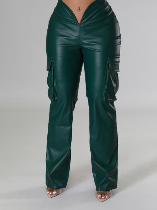 Indiebeautie Faux Leather Cargo Pants