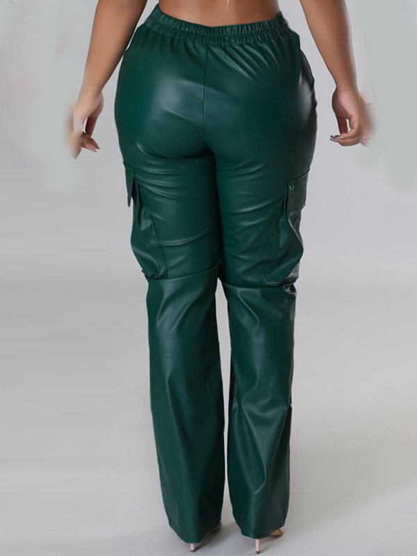 Indiebeautie Faux Leather Cargo Pants