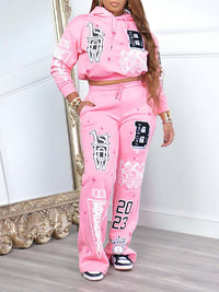 Printed Hoodie & Pants Set