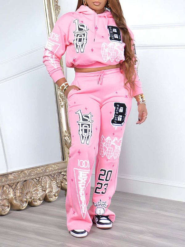 Printed Hoodie & Pants Set