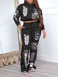 Printed Hoodie & Pants Set
