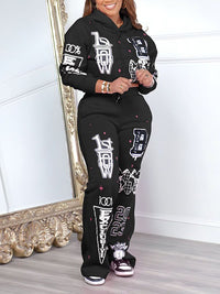 Printed Hoodie & Pants Set