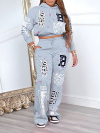 Printed Hoodie & Pants Set