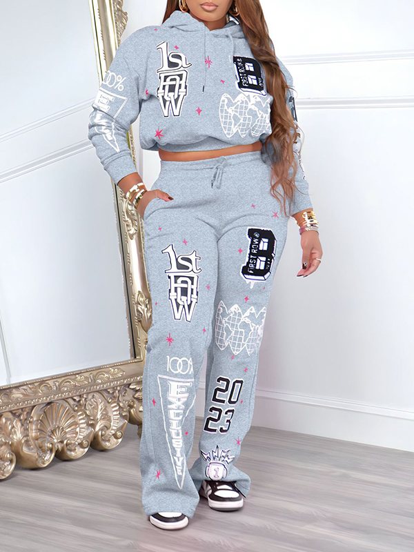 Printed Hoodie & Pants Set