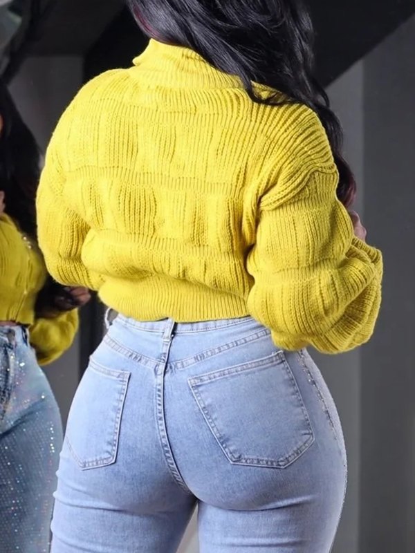 Solid Zip-Front Sweater