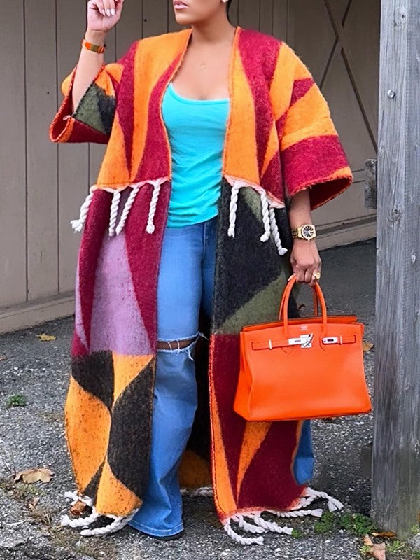 Fringe Colorblock Kaftan