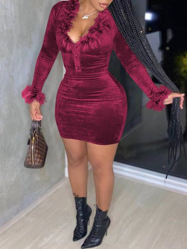 Faux-Fur Combo Top & Skirt Set