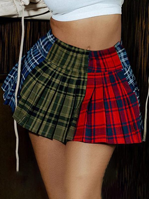 Plaid Combo Mini Skirt