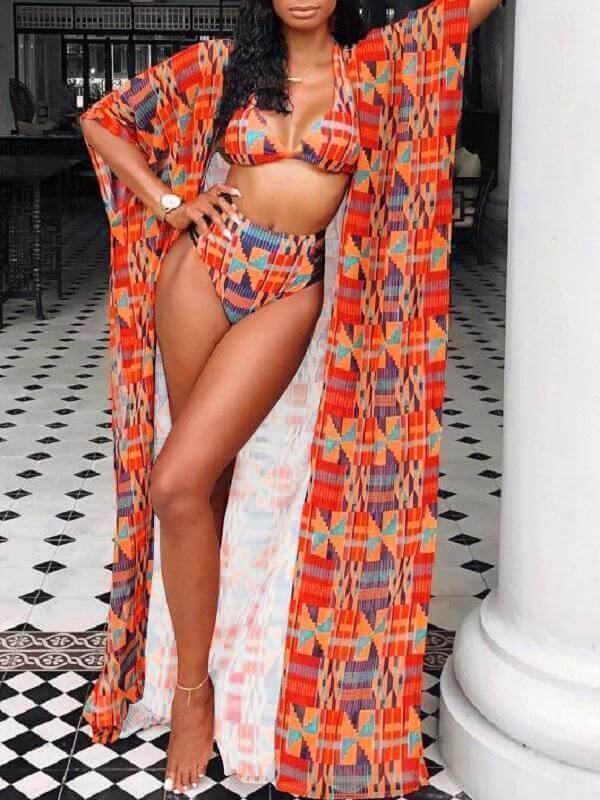 Plaid Print Bikini & Cover-Up