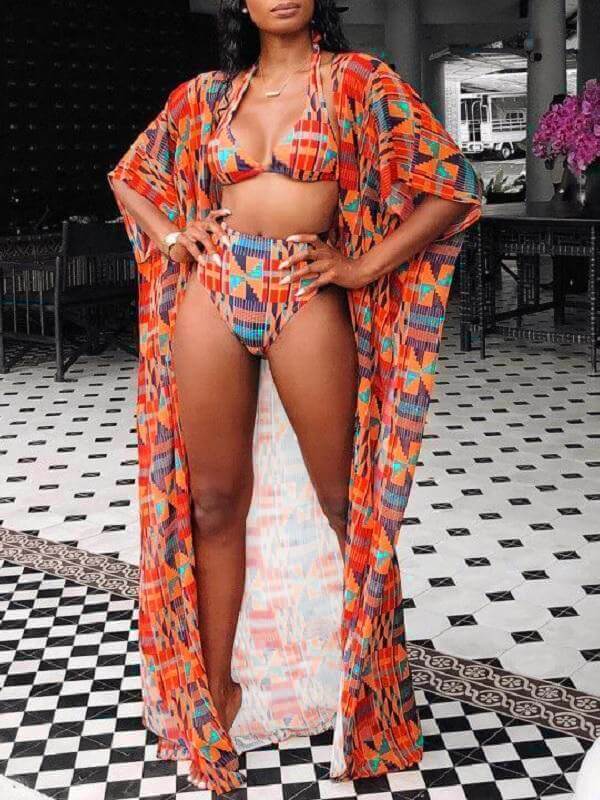 Plaid Print Bikini & Cover-Up
