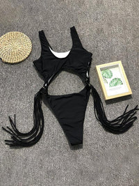 Cutout Tassel One Piece