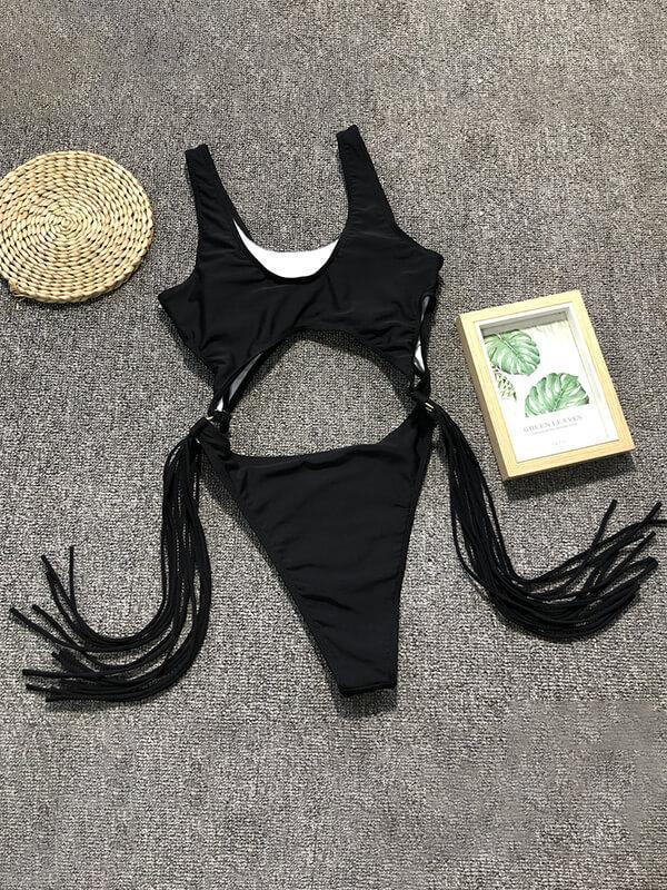 Cutout Tassel One Piece