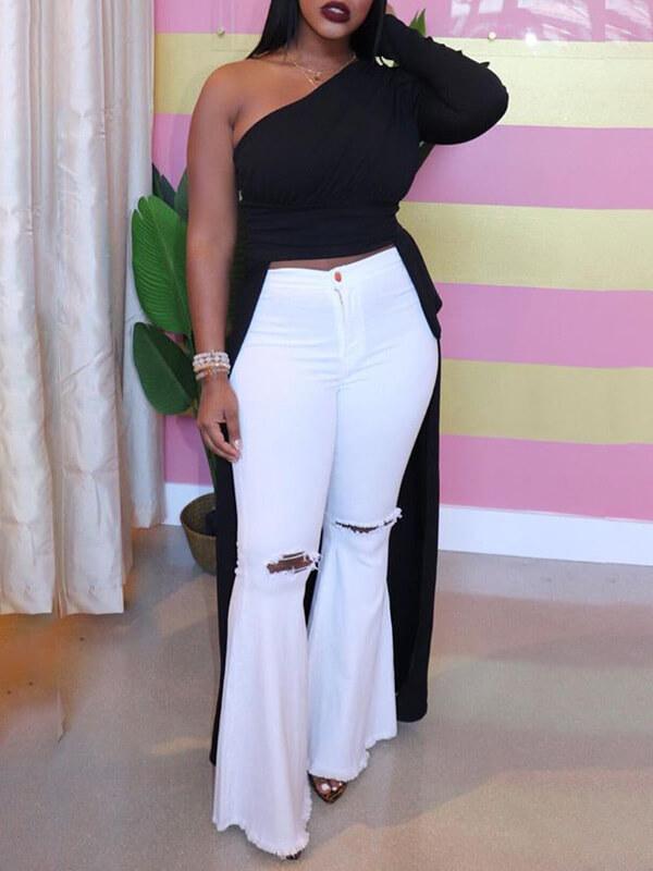One-Shoulder High-Low Top