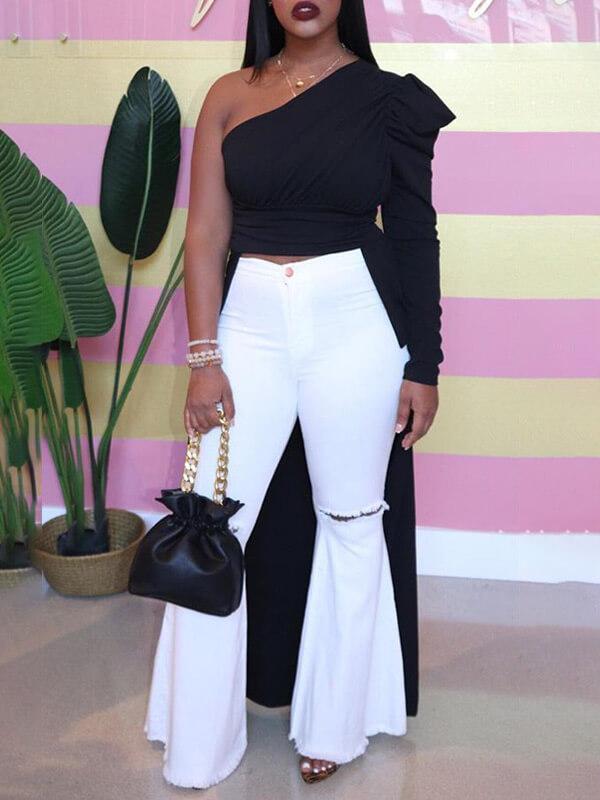 One-Shoulder High-Low Top