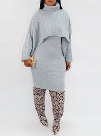 Indiebeautie Knit Tank Dress & Sweater Cape Set