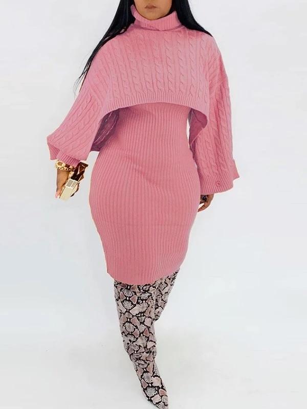 Indiebeautie Knit Tank Dress & Sweater Cape Set