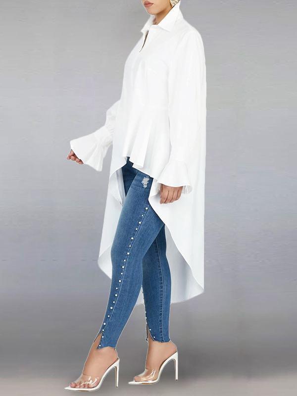 Bell-Sleeve High-Low Shirt