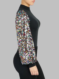 Indiebeautie Sequin Puff-Sleeve Top