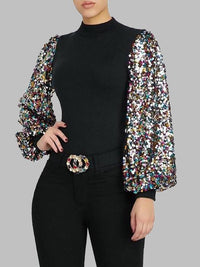 Indiebeautie Sequin Puff-Sleeve Top