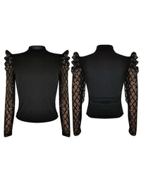 Indiebeautie Sheer-Sleeve Mock-Neck Top