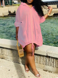 Drawstring Slouchy Shirt Dress