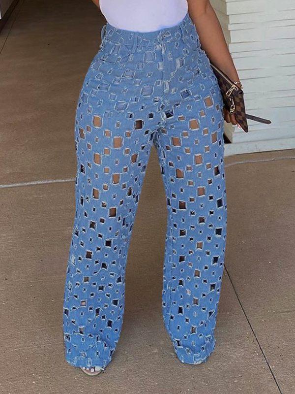 Indiebeautie Openwork Wide-Leg Jeans