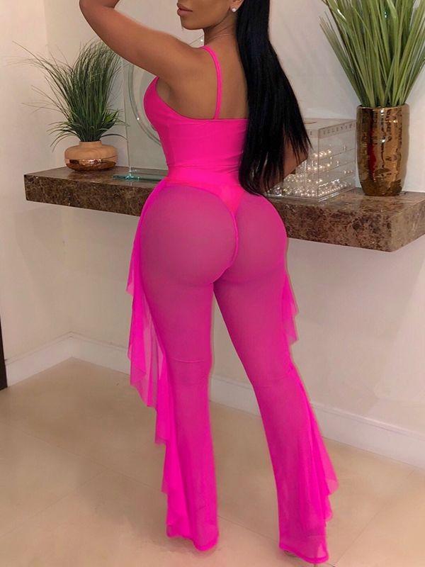 Cutout One-Piece With Sheer Pants