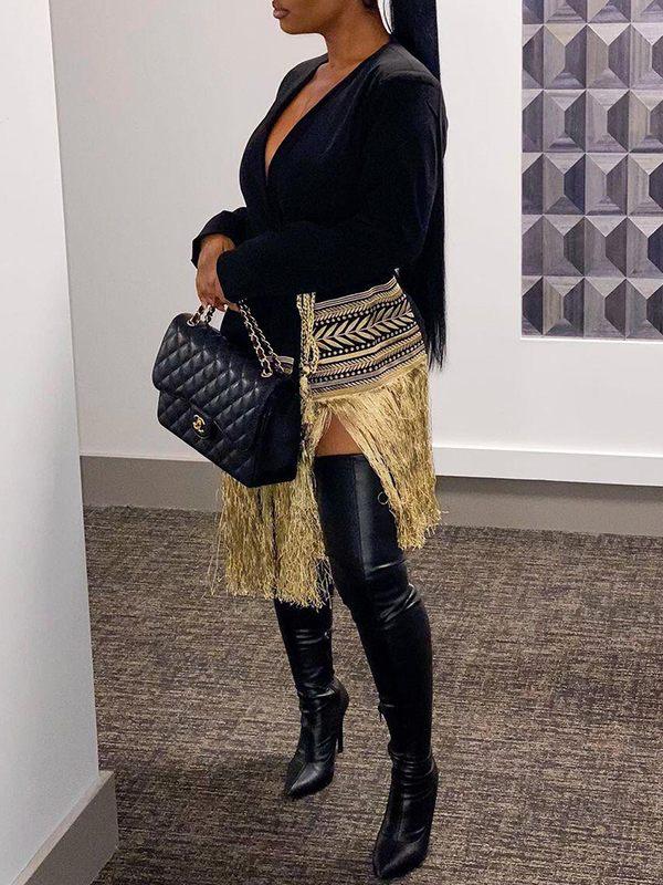 Indiebeautie Fringe Combo Wrapped Blazer