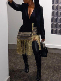 Indiebeautie Fringe Combo Wrapped Blazer