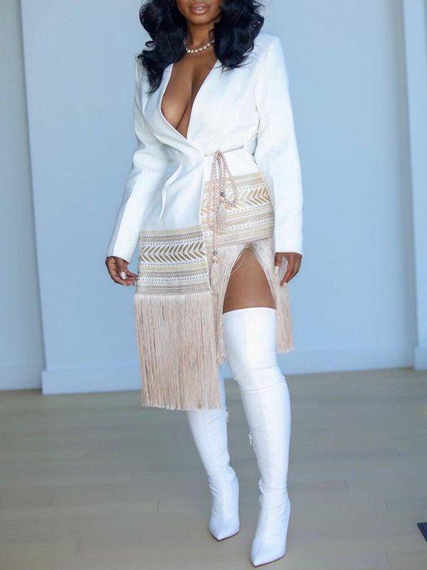Indiebeautie Fringe Combo Wrapped Blazer
