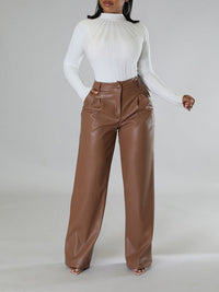 Indiebeautie Wide-Leg Faux-Leather Pants