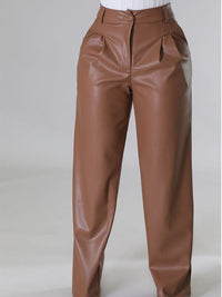 Indiebeautie Wide-Leg Faux-Leather Pants