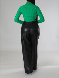 Indiebeautie Wide-Leg Faux-Leather Pants