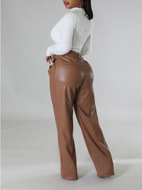 Indiebeautie Wide-Leg Faux-Leather Pants