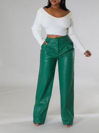 Indiebeautie Wide-Leg Faux-Leather Pants