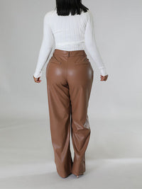 Indiebeautie Wide-Leg Faux-Leather Pants