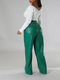 Indiebeautie Wide-Leg Faux-Leather Pants