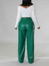 Indiebeautie Wide-Leg Faux-Leather Pants