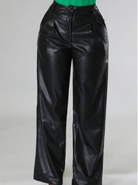 Indiebeautie Wide-Leg Faux-Leather Pants