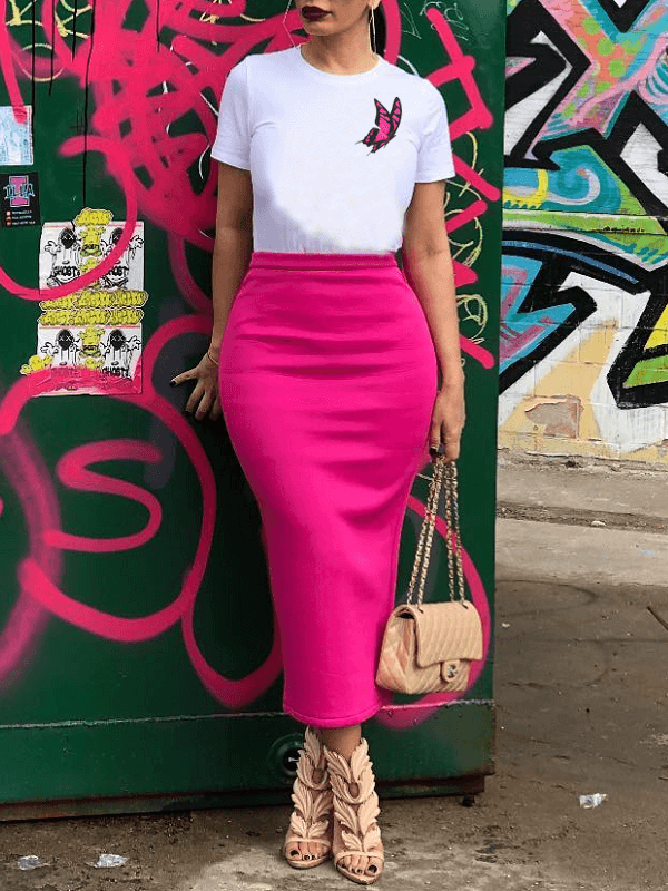 Indiebeautie Solid Pencil Skirt